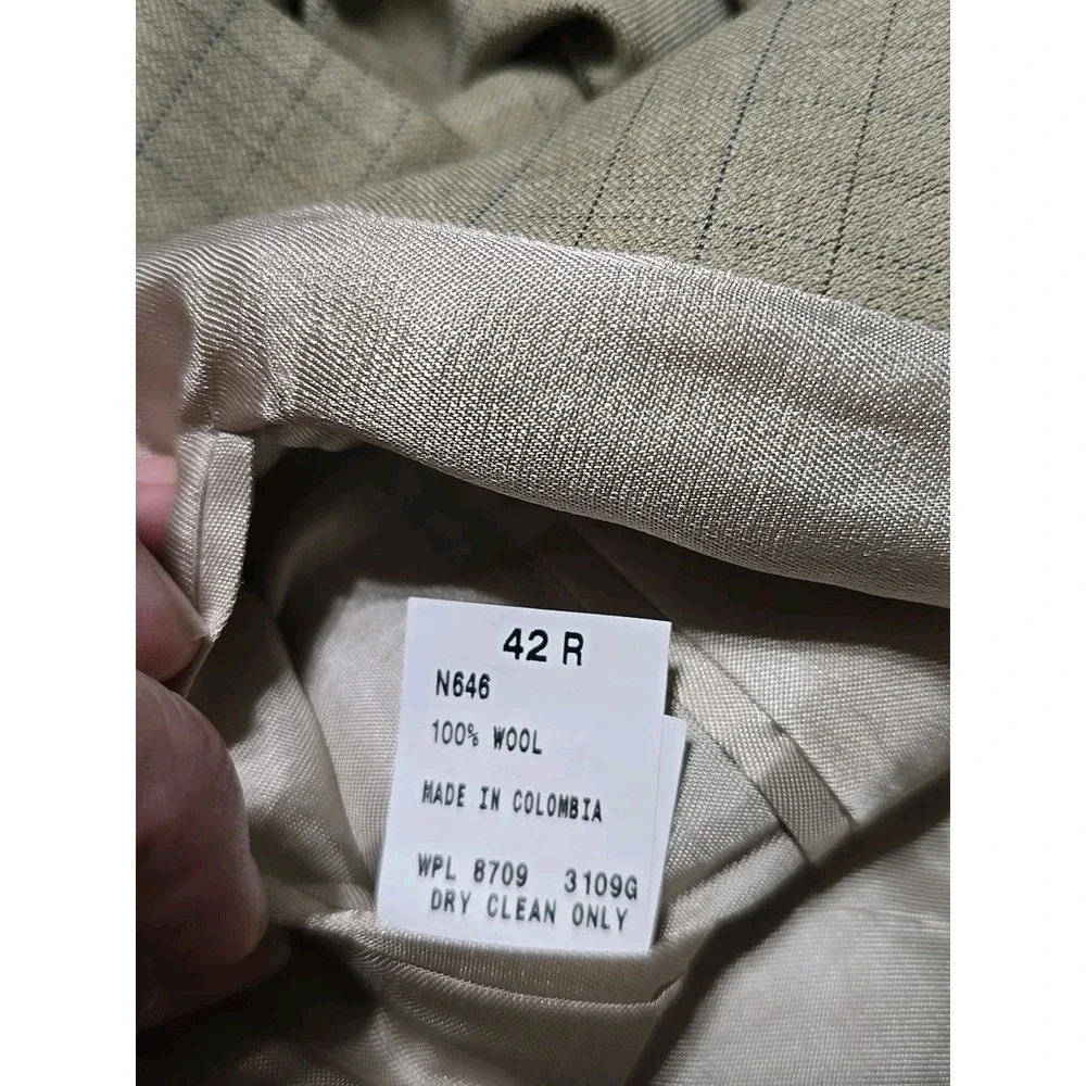 Nautica Tan Beige Plaid Men's WOOL SPORT COAT 42R blazer suit jacket